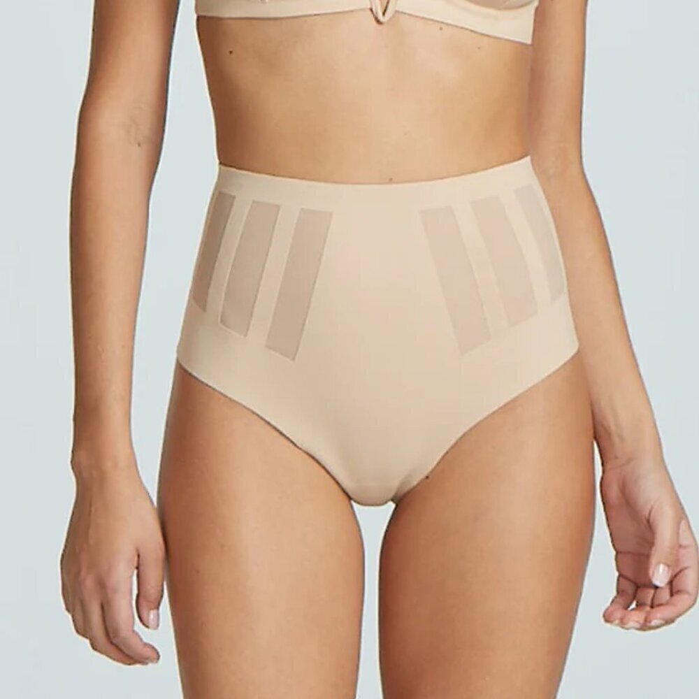 New Commando Luxe High Waist Control Seamless Beige Women's Thong Underwear Med